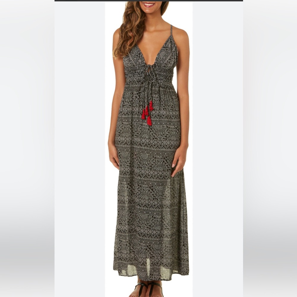 Angie spaghetti Strap Maxi Dress with Tassels